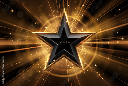 Star shape with golden light effects