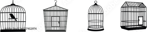 Empty Bird Cage Silhouette Clipart, Decorative Hanging Vector Design