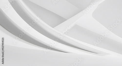 Minimalist White Abstract Background with Flowing Curved Lines – Modern 3D Design