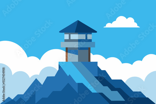 Mountaintop Lookout Tower A Stunning Illustration of Serenity and Height