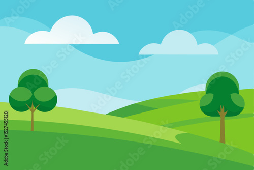 Serene Rolling Hills Landscape A Picturesque Summer Day Scene