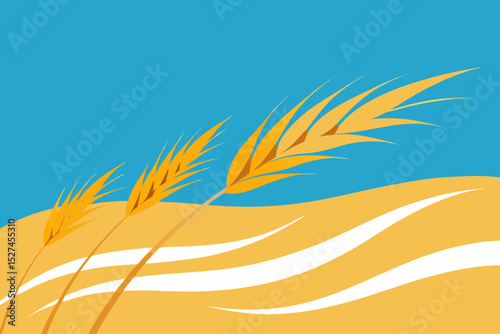 Golden Wheat Field Illustration  Nature's Bounty in a Gentle Breeze