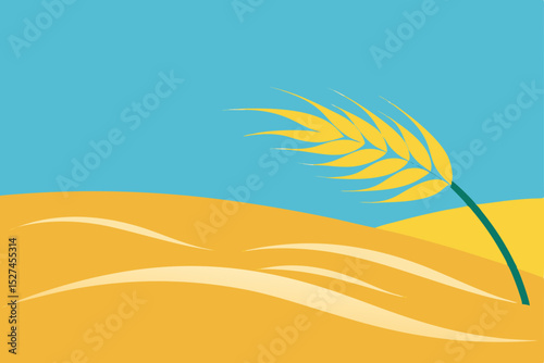 Golden Wheat in a Desert Landscape A Simple Illustration