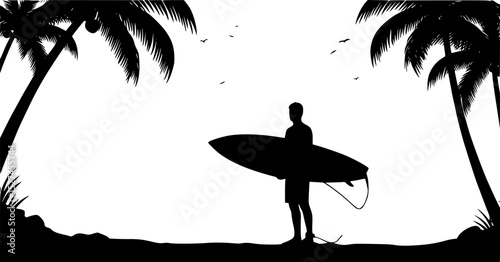 a silhouette of a man holding a surfboard on a beach, surf