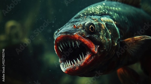 Close-up of ferocious fish mouth agape