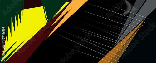 background abstract black green gold polygone, wallpaper black,