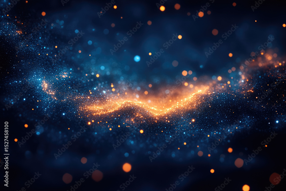 Naklejka premium A Luxurious Blue and Gold Starry Nightscape