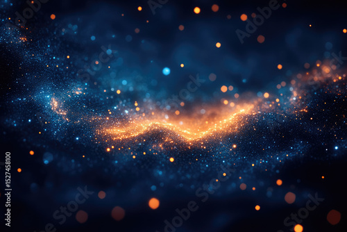 A Luxurious Blue and Gold Starry Nightscape