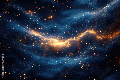 Elegant Golden Lights Sparkling in a Deep Blue Sky