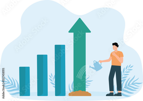 Grow business and growth or increase revenue income, personal development and growth mindset or investment profit concept
