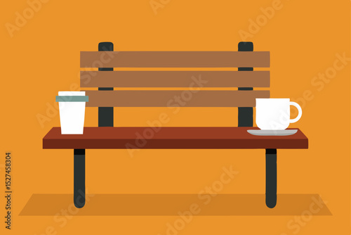 Old wooden park bench, a brown empty seat for outdoor relaxation