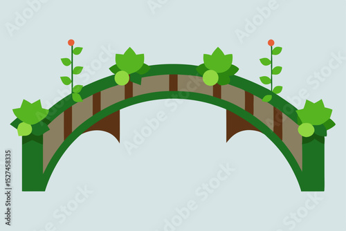Green eco city landscape with a vector tree and urban buildings under a cloudy sky illustration