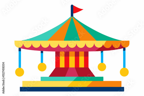 Here's a vibrant vector illustration of a vintage circus tent, perfect for a fun carnival or summer festival event