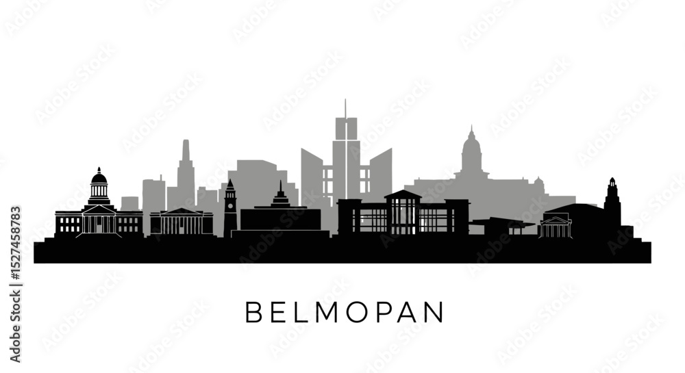 Naklejka premium Belmopan Skyline Silhouette with Belize, and Cityscape.