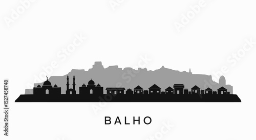 Balho city skyline silhouette with architecture.
