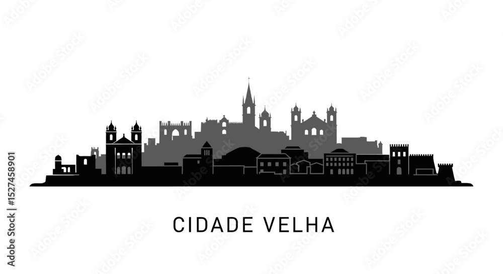 Obraz premium Cidade Velha Silhouette Landmark vector.