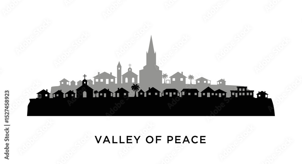 Naklejka premium Cityscape silhouette Village skyline icon.