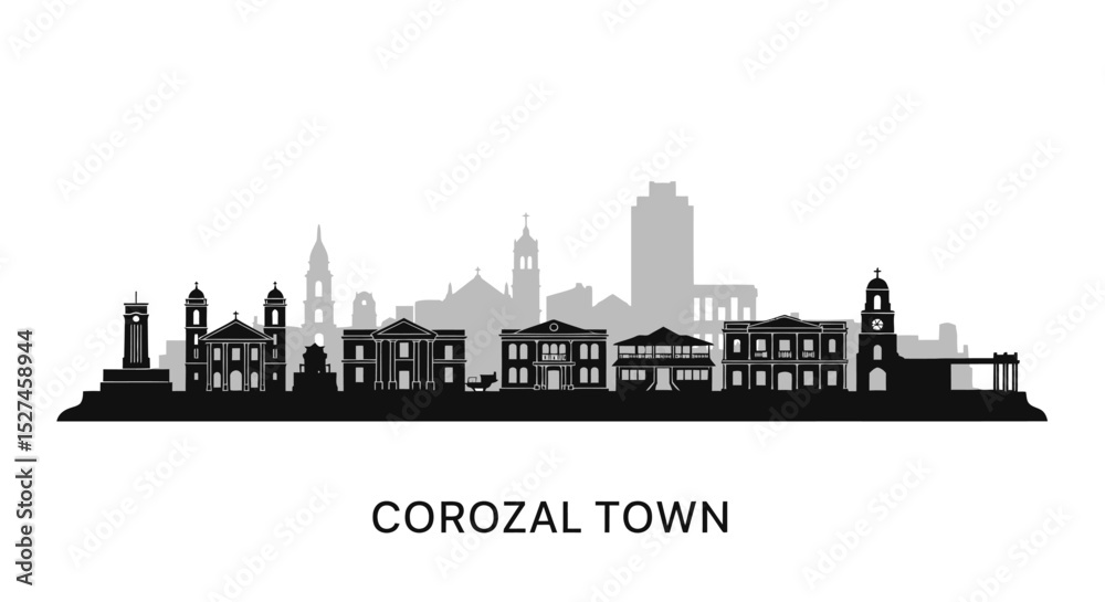 Obraz premium Corozal Town Belize Skyline Vector Silhouette.