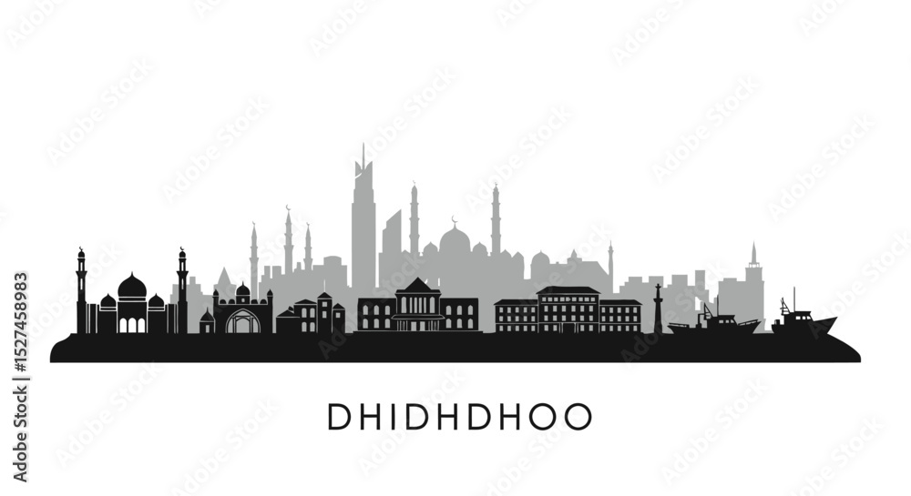 Obraz premium Dhidhdhoo Cityscape Silhouette.
