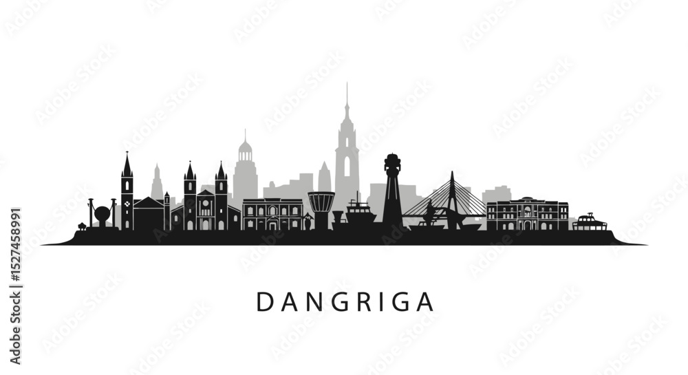 Fototapeta premium Dangriga Belize Skyline Silhouette Vector.