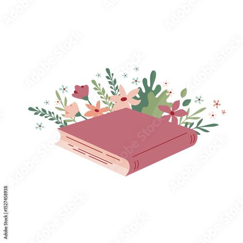 Book stack poster. Literature reading festival. Bookstore event invitation. Textbooks with flowers. Library art. School education. Bookshop market flyer design. Vector library garish brochures set