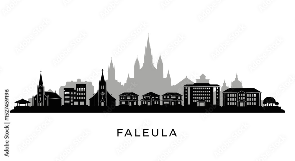 Obraz premium Faleula Samoa Skyline Silhouette.