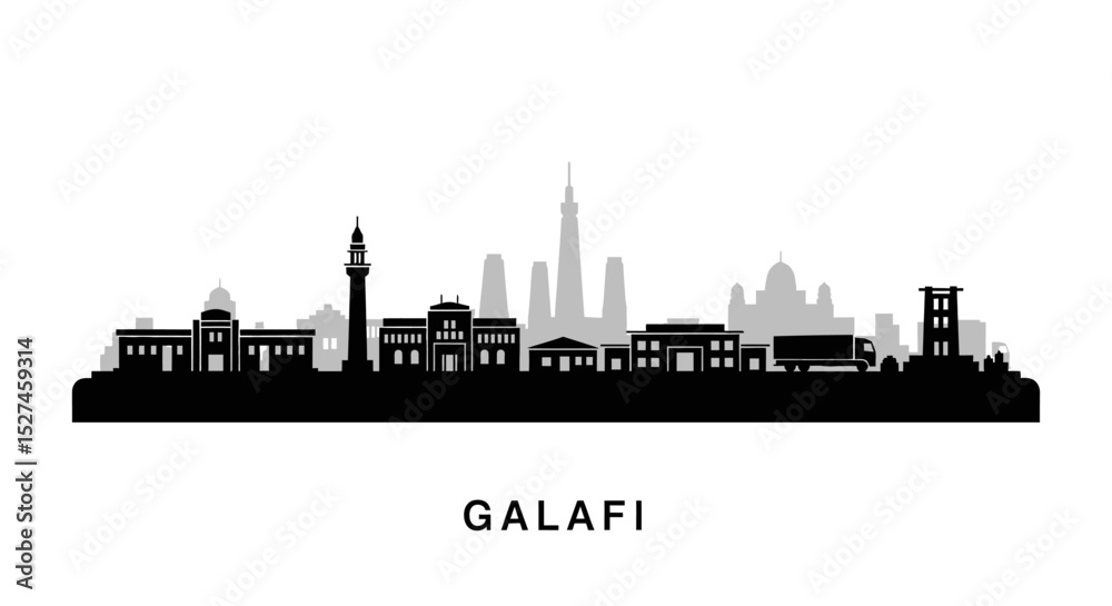 Obraz premium Galafi skyline silhouette Cityscape Vector.