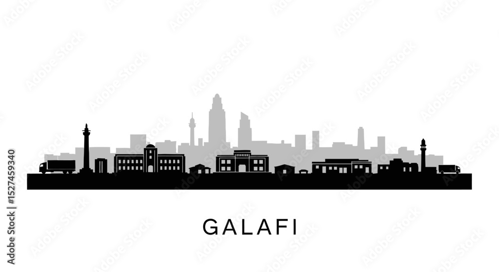 Naklejka premium Galafi skyline silhouette Cityscape Vector. (1)