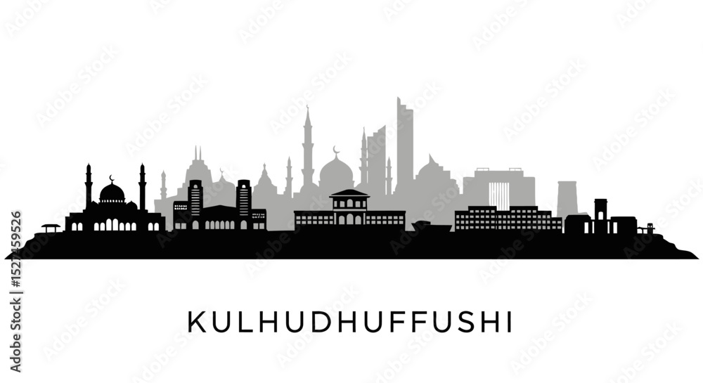 Obraz premium Kulhudhuffushi Skyline Maldives Cityscape Silhouette.