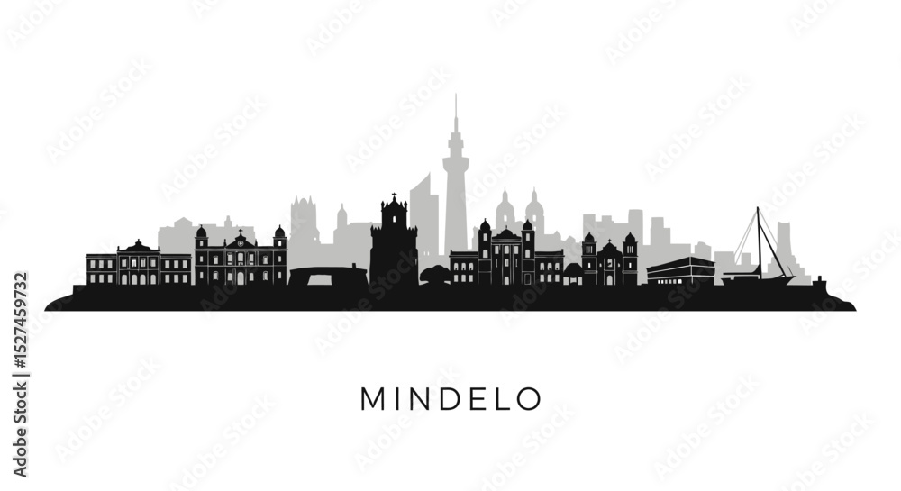 Mindelo Cape Verde Skyline Vector Silhouette.