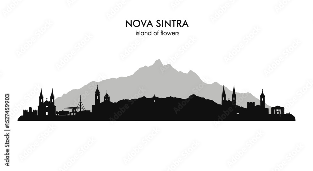 Nova Sintra Skyline Silhouette with Cape Verde.