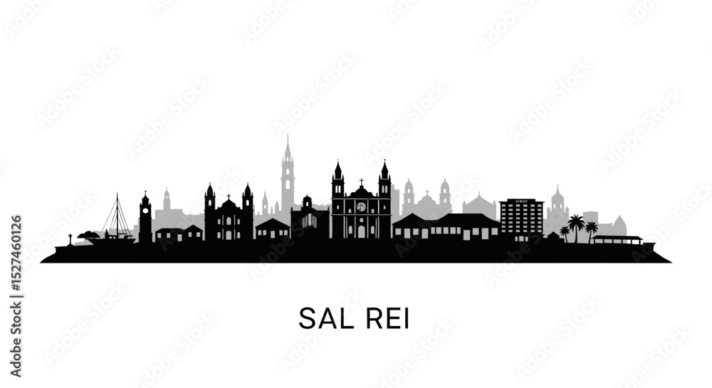 Naklejka premium Sal Rei Cape Verde Skyline Vector Silhouette.
