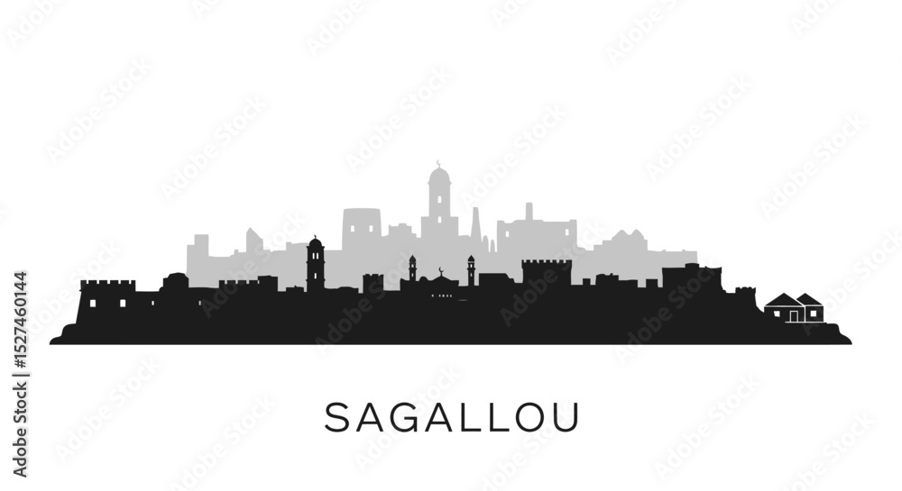 Naklejka premium Sagallou Skyline City Silhouette Vector.