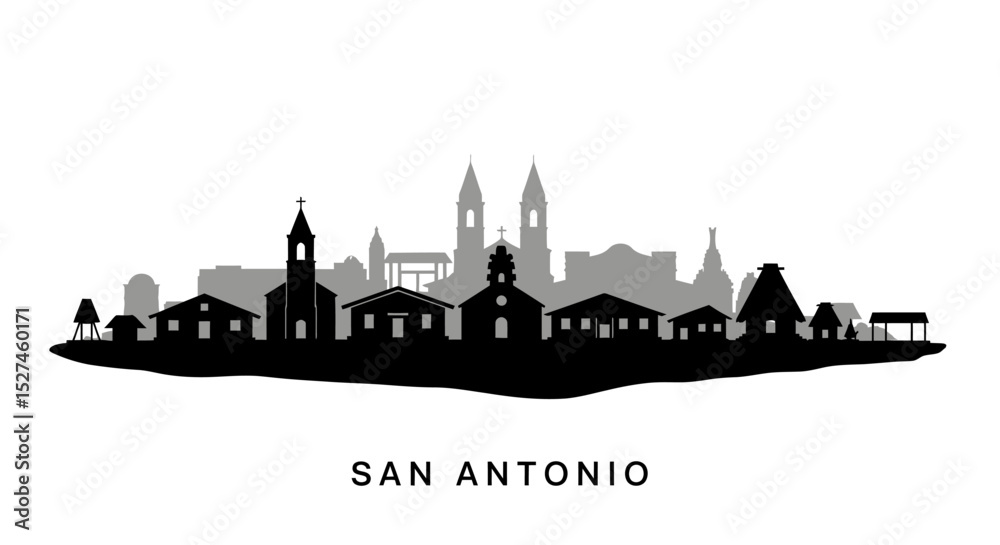 Naklejka premium San Antonio Skyline City Silhouette Vector.