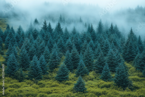 The Mystical Edge of a Misty Forest and Vast Field