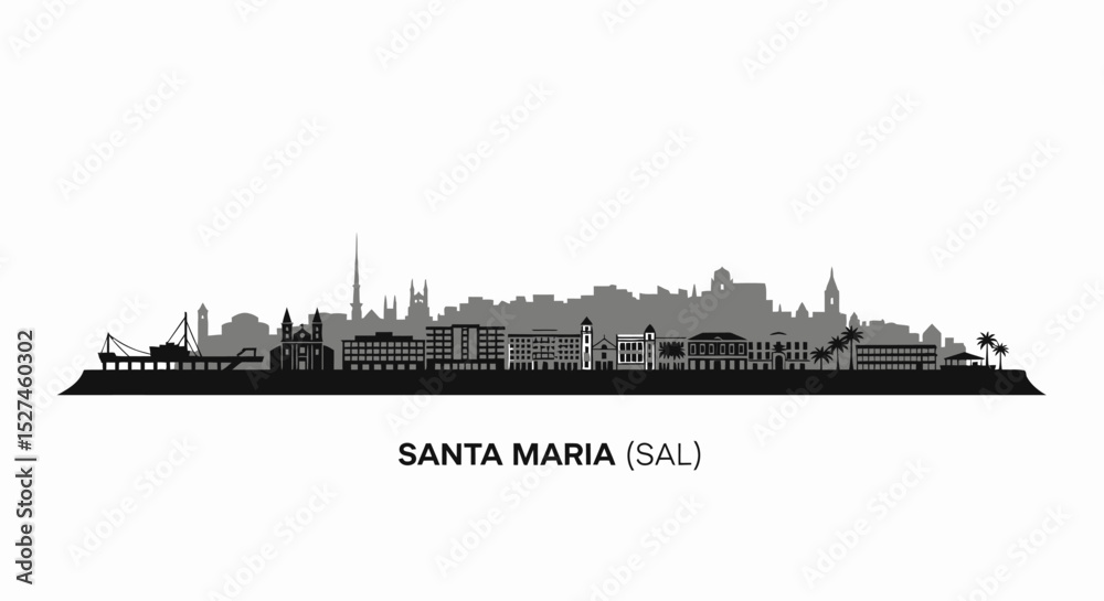 Fototapeta premium Santa Maria Sal Cape Verde Skyline Silhouette.