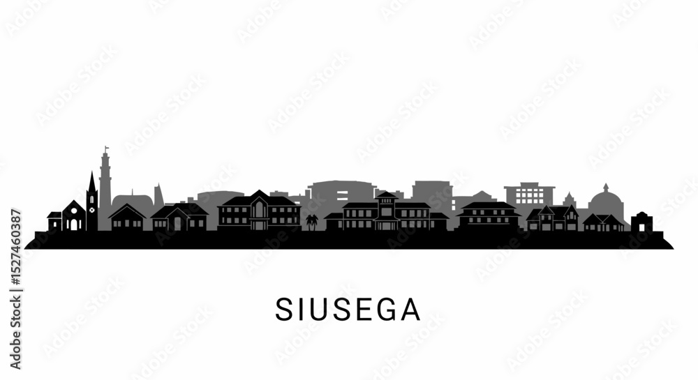 Fototapeta premium Siusega Samoa Skyline Silhouette Vector.