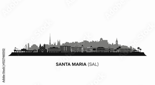 Santa Maria Sal Cape Verde Skyline Silhouette.