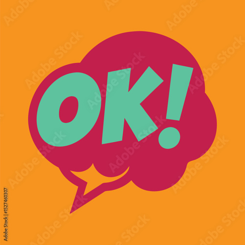 OK Lettering in Creative Speech Bubble Icon