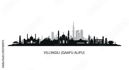 Villingili Maldives Skyline Silhouette. photo
