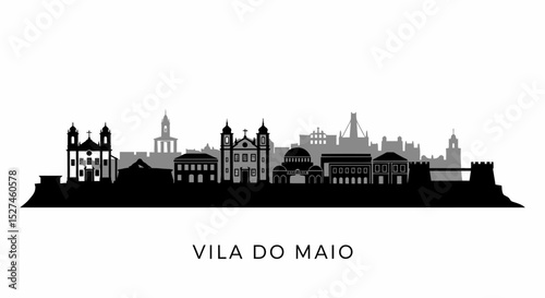 Vila Do Maio Skyline with Cape Verde, and Silhouette.