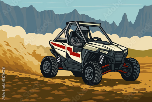 Extreme Utv Vehicle Mountain Buggy Action Illustration background design vector art