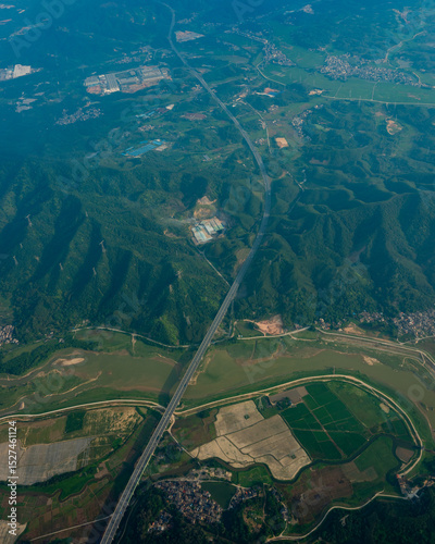 aerial view of the road