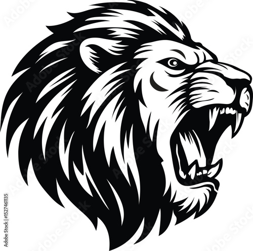  Lion Head Vector Illustration – Black and White Tattoo Style