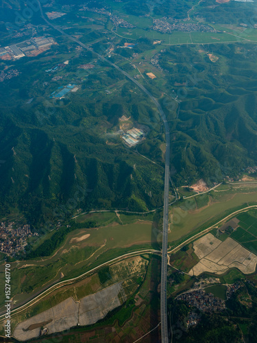 aerial view of the road