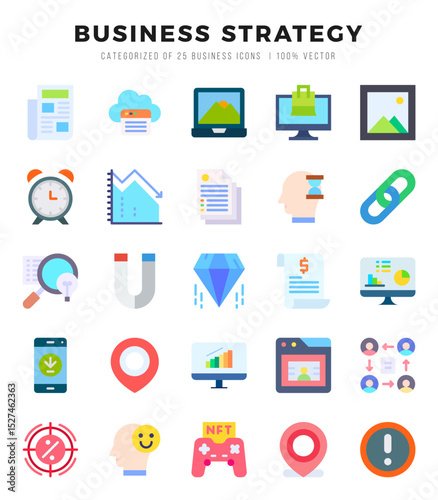 Set of Business Strategy Icons. Simple line art style icons pack.for website and mobile site and apps.