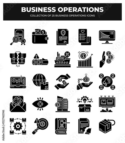 Collection of 25 Business Operations Icons: Management. Finance. Marketing. and More