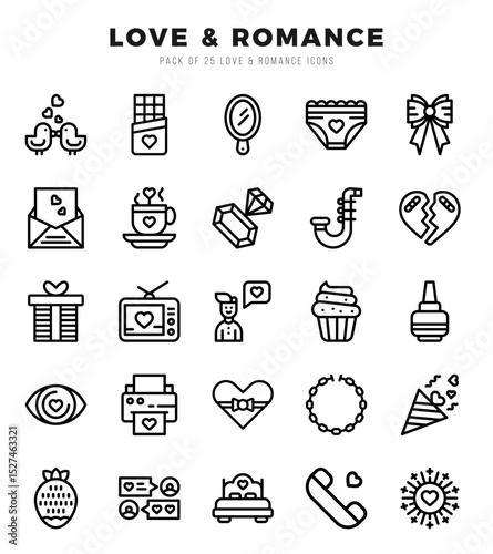 Set of Lineal Love & Romance Icons. Lineal art icon. Vector illustration