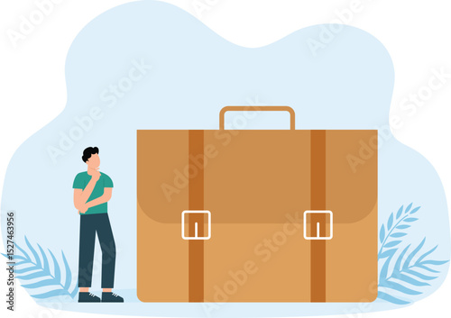 Work experience and expertise or professional employee, specialist skills occupation or administrator work, wisdom or employment concept, businessman working with computer laptop on briefcase.
