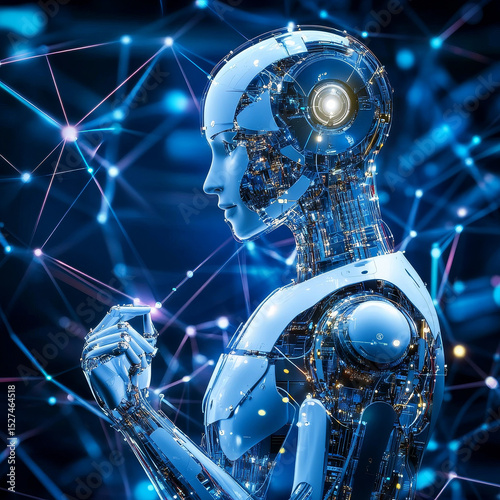 AI. Businessman touch artificial intelligence structure global network. Artificial intelligence has transformed global connected businesses, enabling them to leverage data effectively.